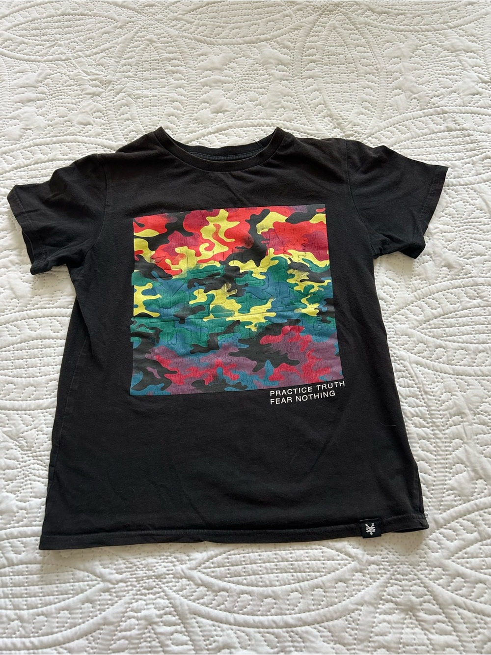 Zoo York Youth Small Black Camo Print Graphic Tee Skate Streetwear Shirt